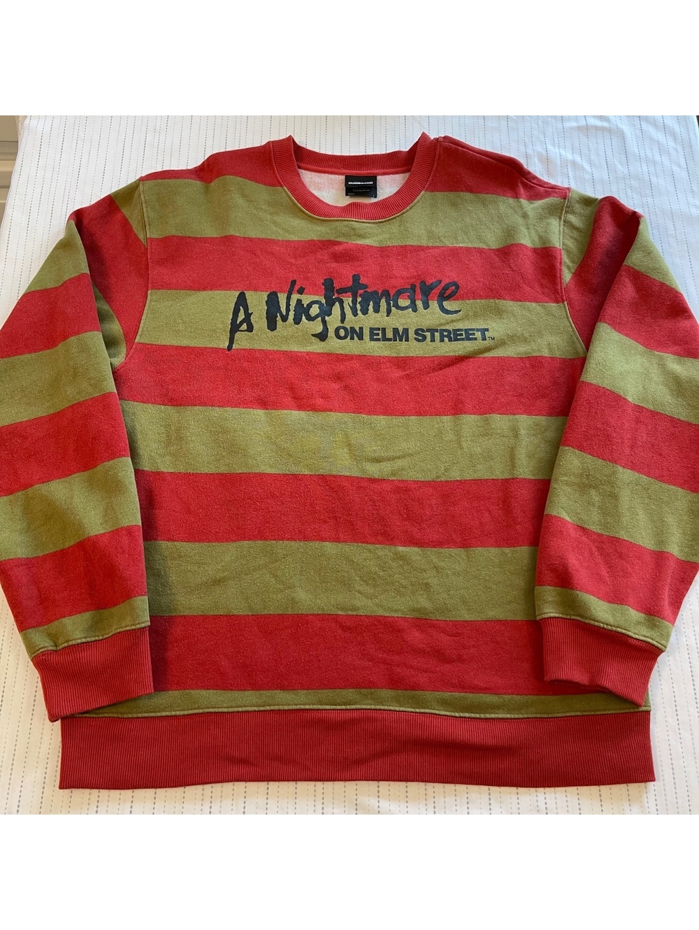 Dumbgood A Nightmare on Elm Street Striped Crewneck Sweatshirt Unisex Large
